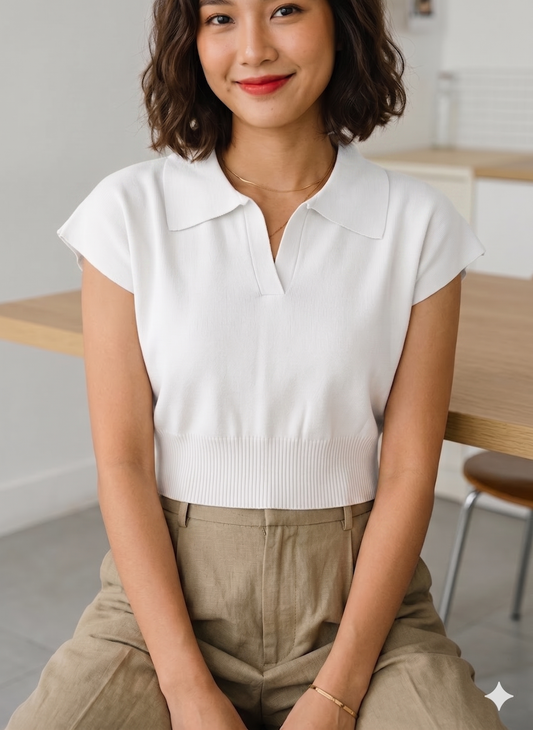 Top de Punto Estilo Polo Corto