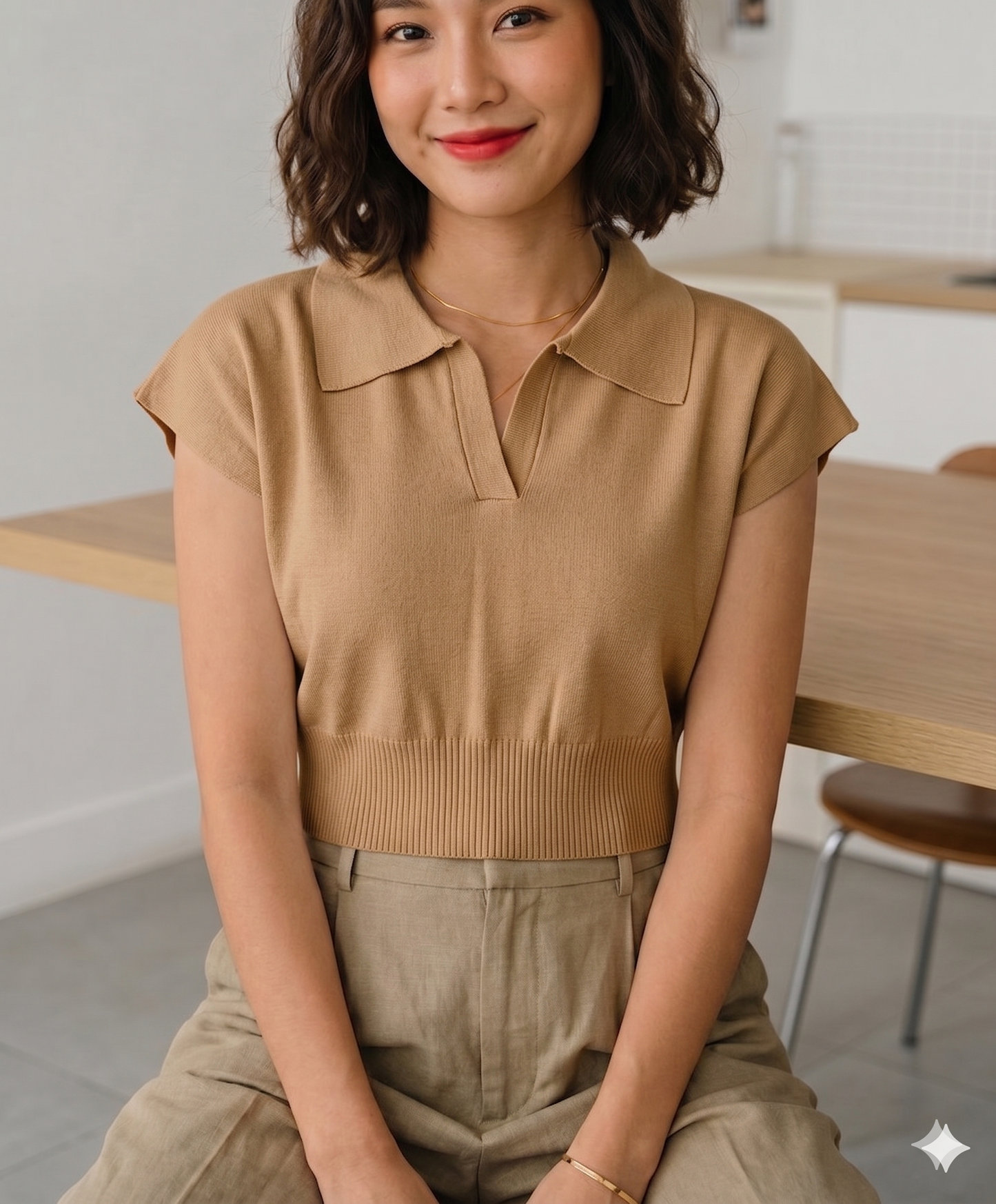 Top de Punto Estilo Polo Corto