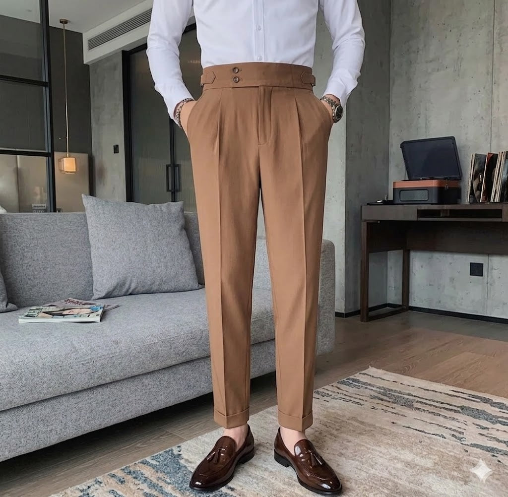Pantalón Sastrería Nápoles: Casual Business de Nueve Puntos con Hebilla París