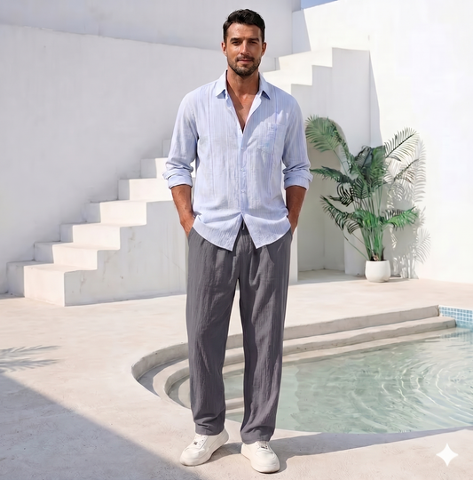 Pantalón Premium de Lino y Algodón para Hombre | Estilo Casual & Playero