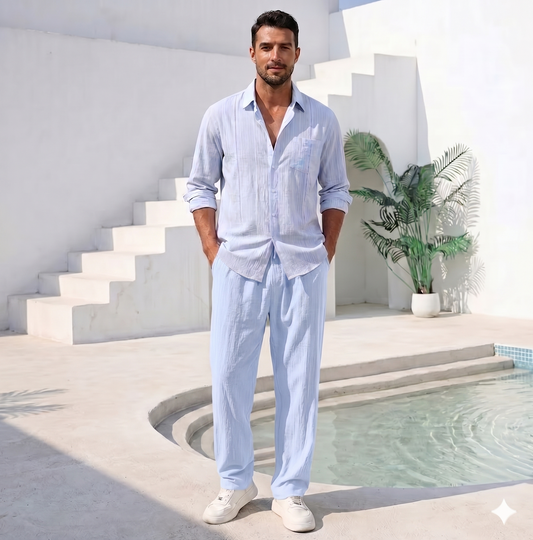 Pantalón Premium de Lino y Algodón para Hombre | Estilo Casual & Playero