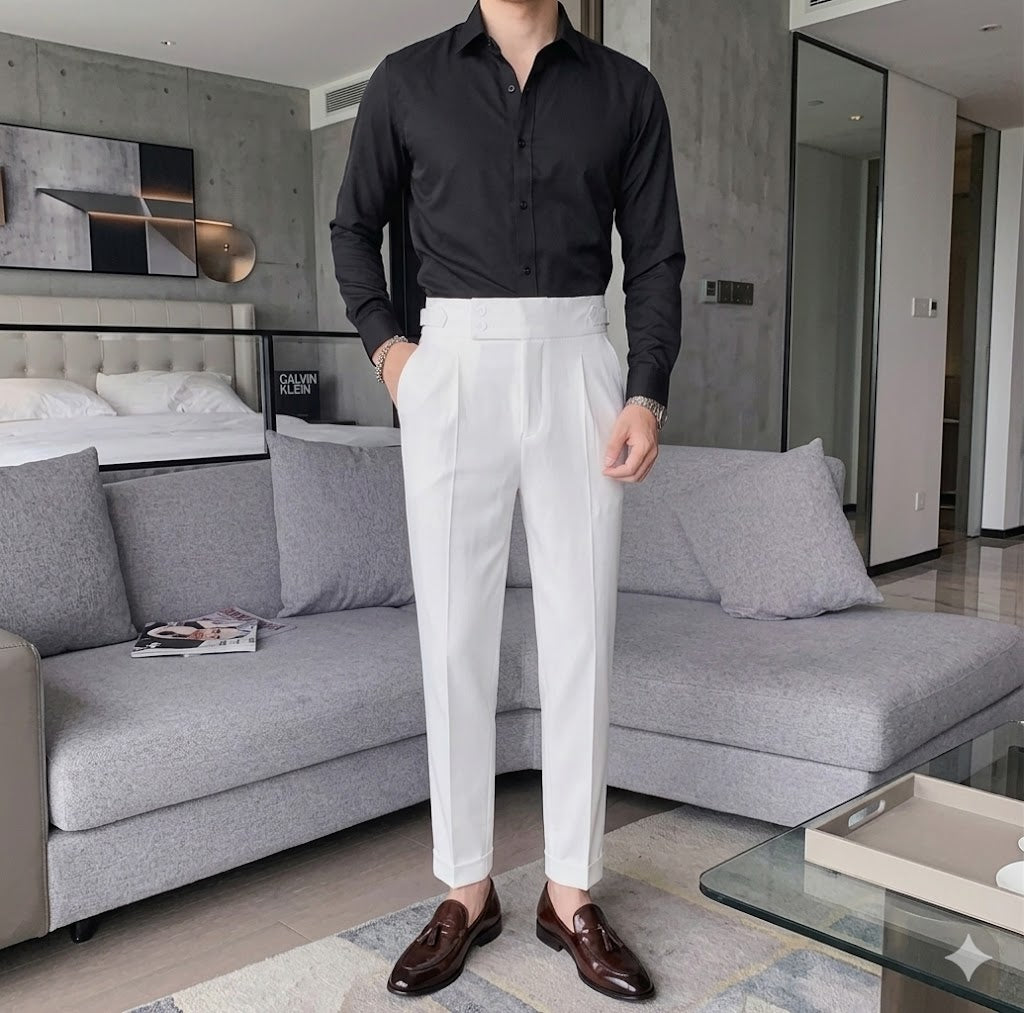 Pantalón Sastrería Nápoles: Casual Business de Nueve Puntos con Hebilla París