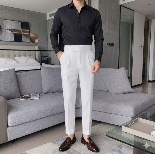 Pantalón Sastrería Nápoles: Casual Business de Nueve Puntos con Hebilla París