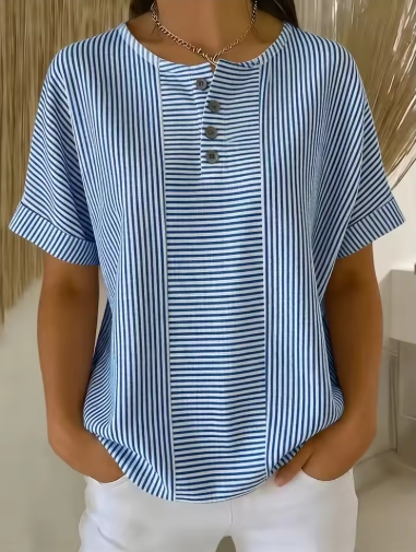 Blusa de lino de verano, estilo casual | Isa