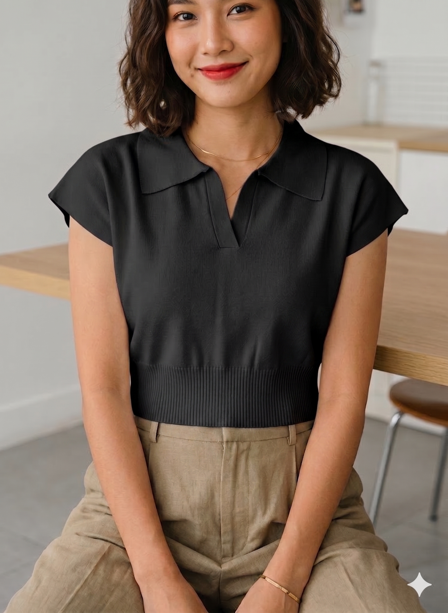 Top de Punto Estilo Polo Corto