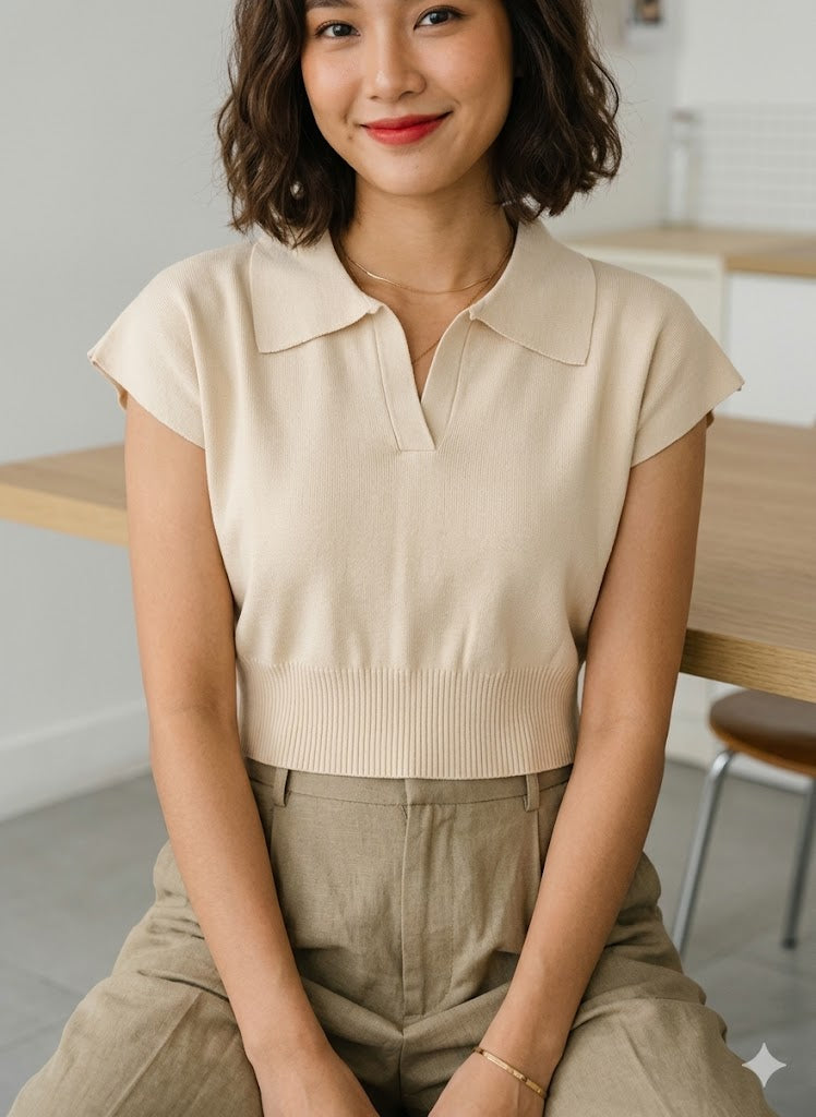 Top de Punto Estilo Polo Corto