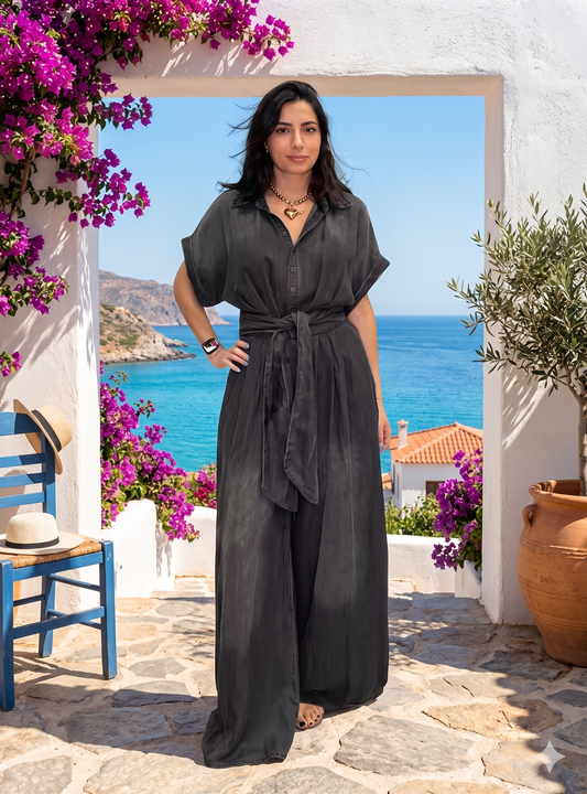 Mono de denim con cuello en V | Nicole