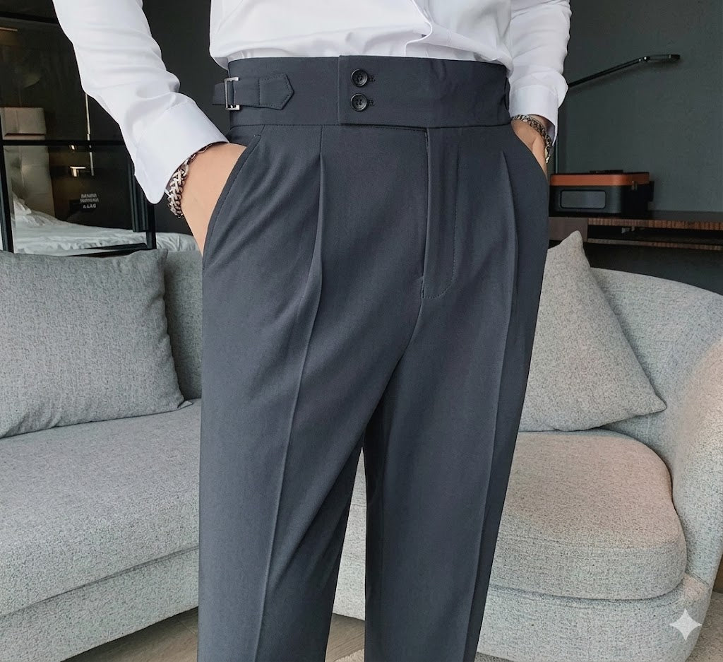 Pantalón Sastrería Nápoles: Casual Business de Nueve Puntos con Hebilla París