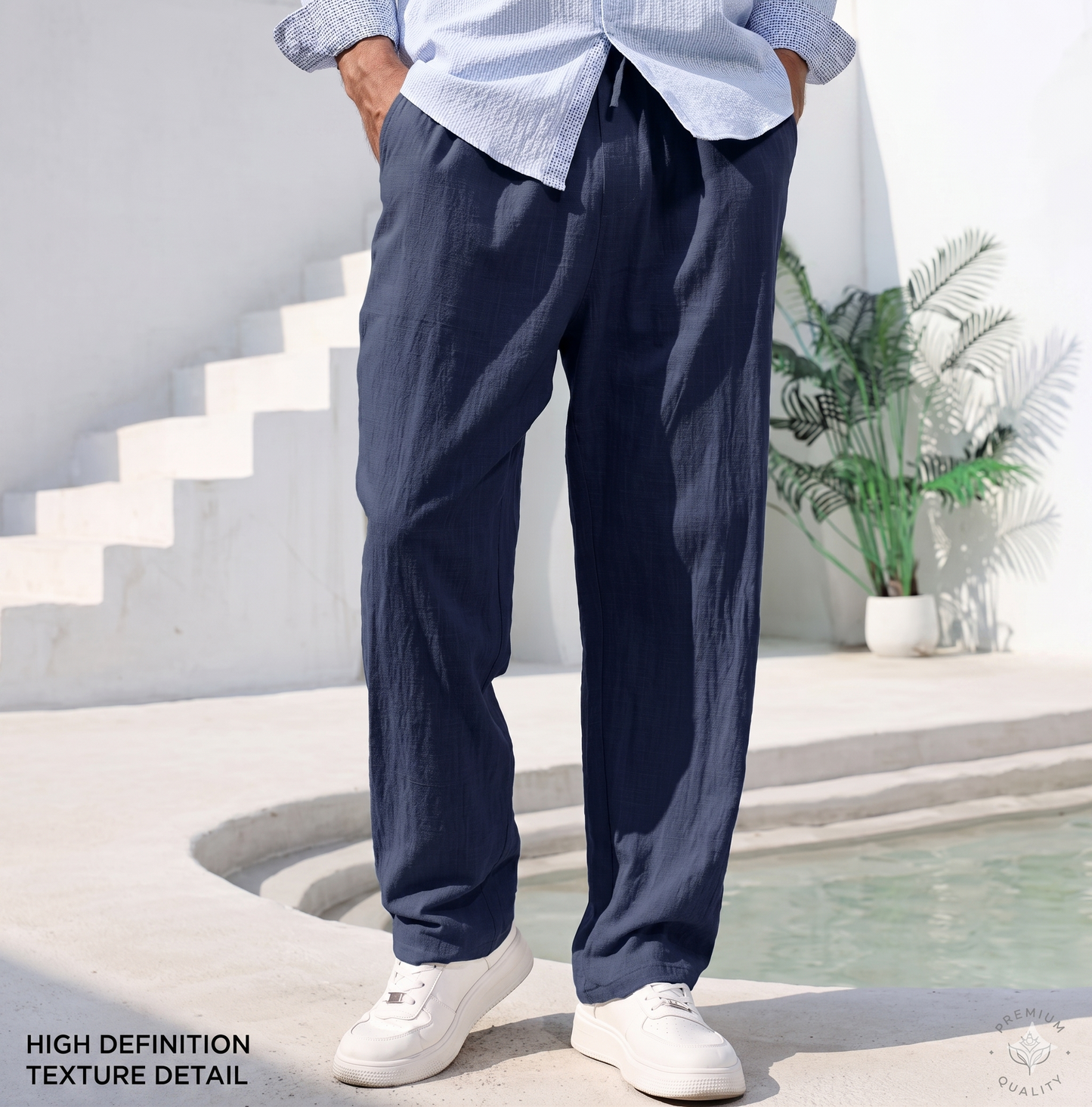 Pantalón Premium de Lino y Algodón para Hombre | Estilo Casual & Playero