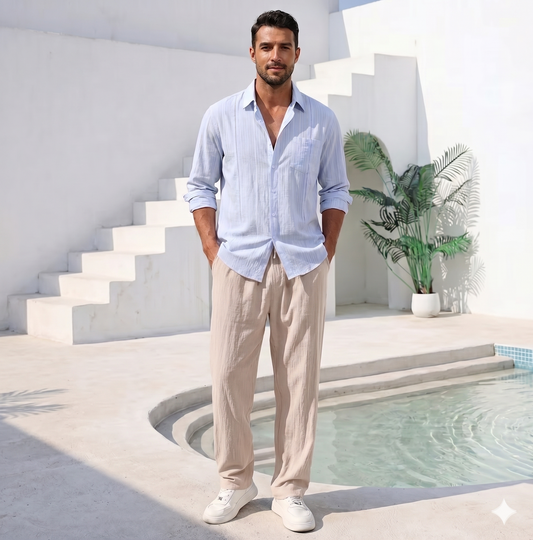 Pantalón Premium de Lino y Algodón para Hombre | Estilo Casual & Playero