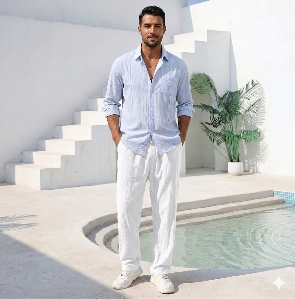 Pantalón Premium de Lino y Algodón para Hombre | Estilo Casual & Playero