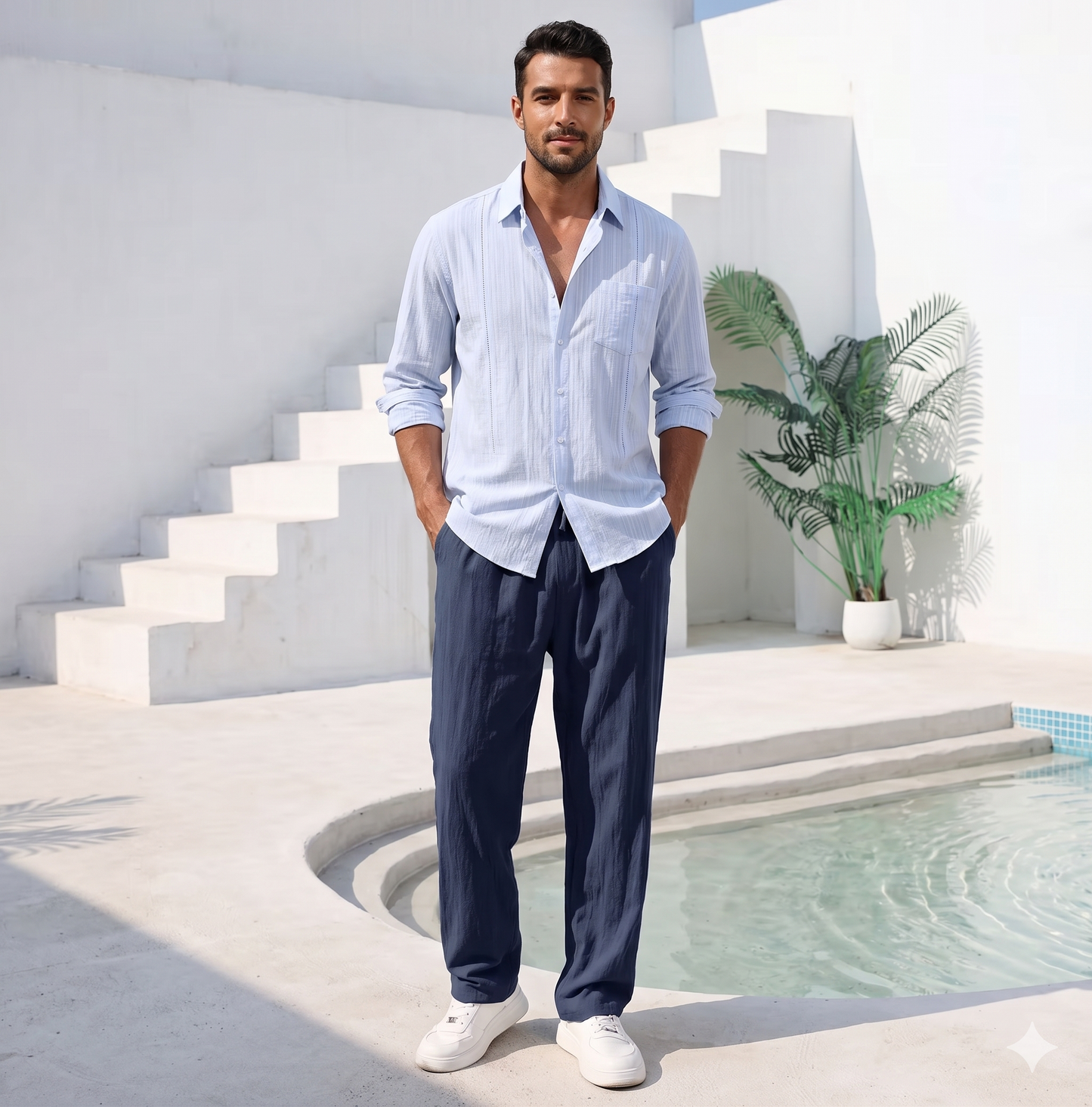 Pantalón Premium de Lino y Algodón para Hombre | Estilo Casual & Playero