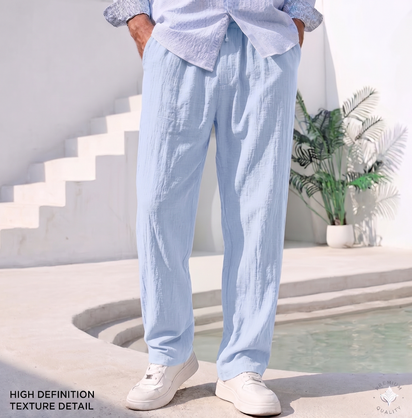 Pantalón Premium de Lino y Algodón para Hombre | Estilo Casual & Playero