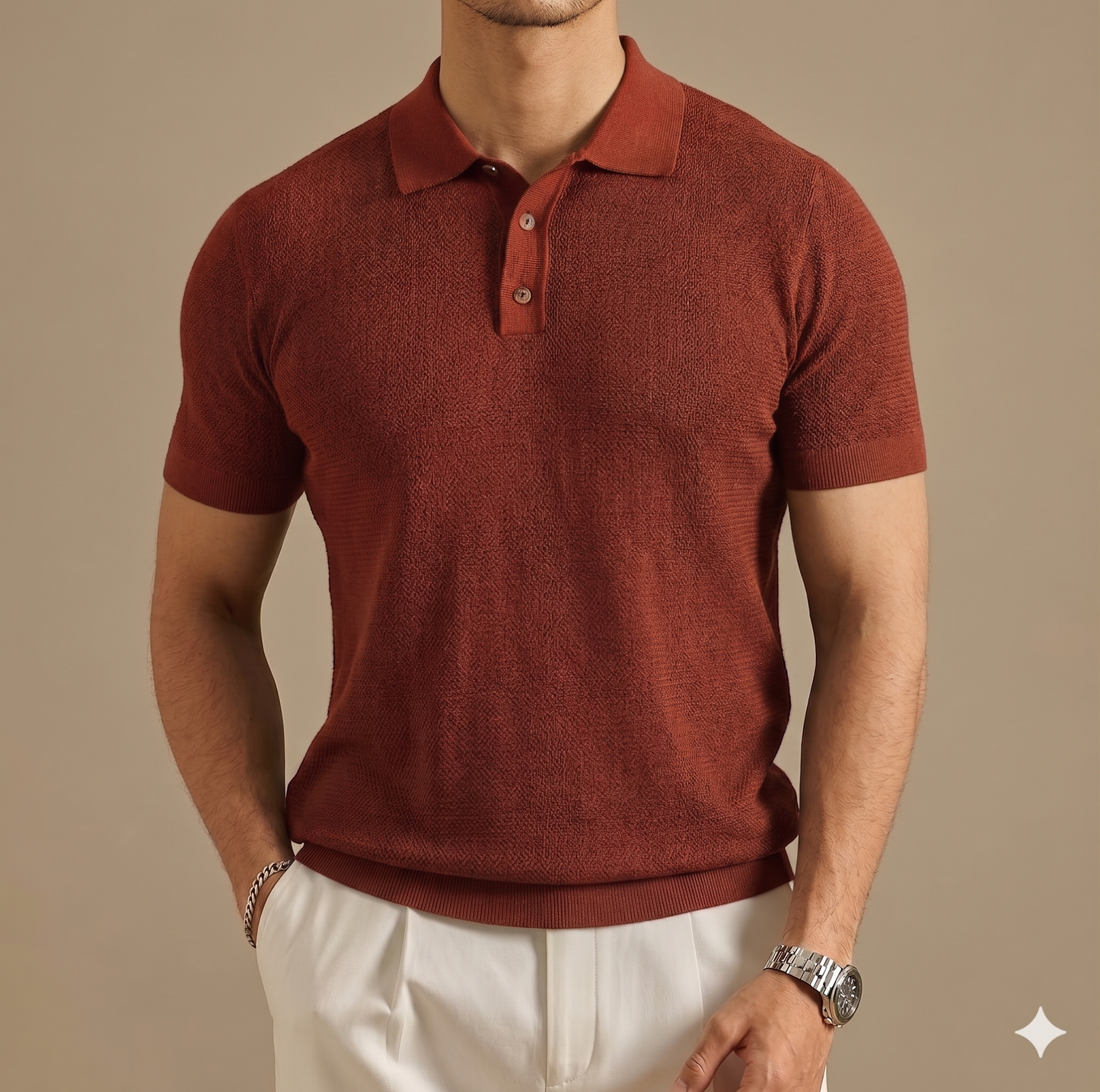 Camiseta Polo Vintage de Tejido de Punto para Hombre – Colección Verano 2026