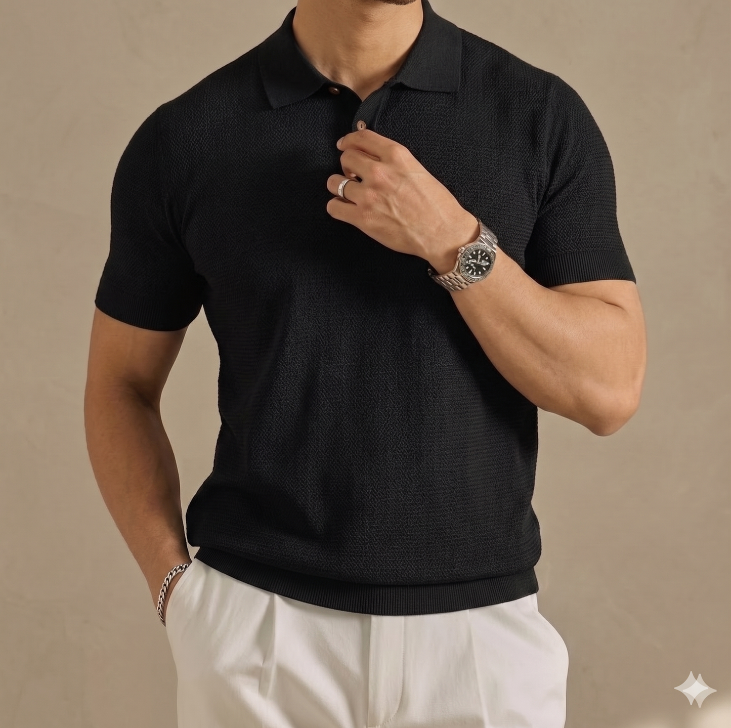 Camiseta Polo Vintage de Tejido de Punto para Hombre – Colección Verano 2026