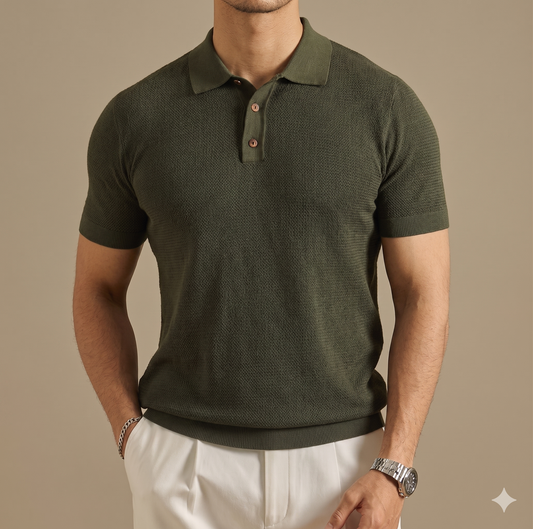 Camiseta Polo Vintage de Tejido de Punto para Hombre – Colección Verano 2026